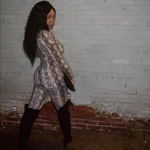 Deep V Snakeskin Full Bodysuit